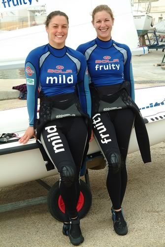 Mild & Fruity sponsor Olympic hopefuls Christina Bassadone & Katharine Hopson photo copyright Nick Kirk / N-D-K Watersports Photography taken at  and featuring the 470 class