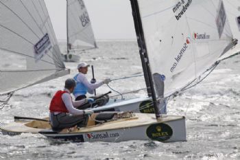 Giles Scott (GBR) with Zach Railey (background, USA) at the Rolex Miami OCR