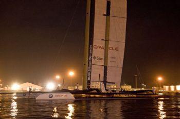 Boats leave before dawn on Monday for the start of the 33rd America's Cup