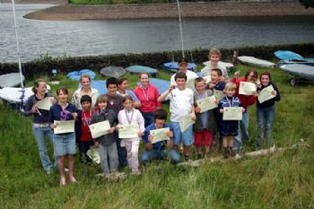 Prize winners at the Derbyshire Youth Sailing event on Torside Puddle